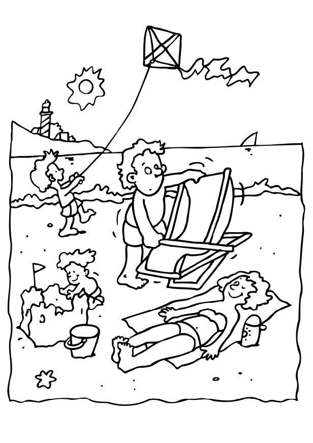 vacaciones en la playa Dibujo para colorear vacaciones en la playa