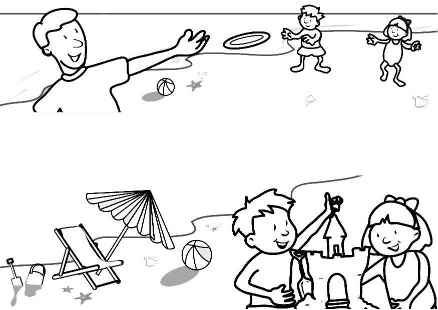 vacaciones en la playa Dibujo para colorear vacaciones en la playa