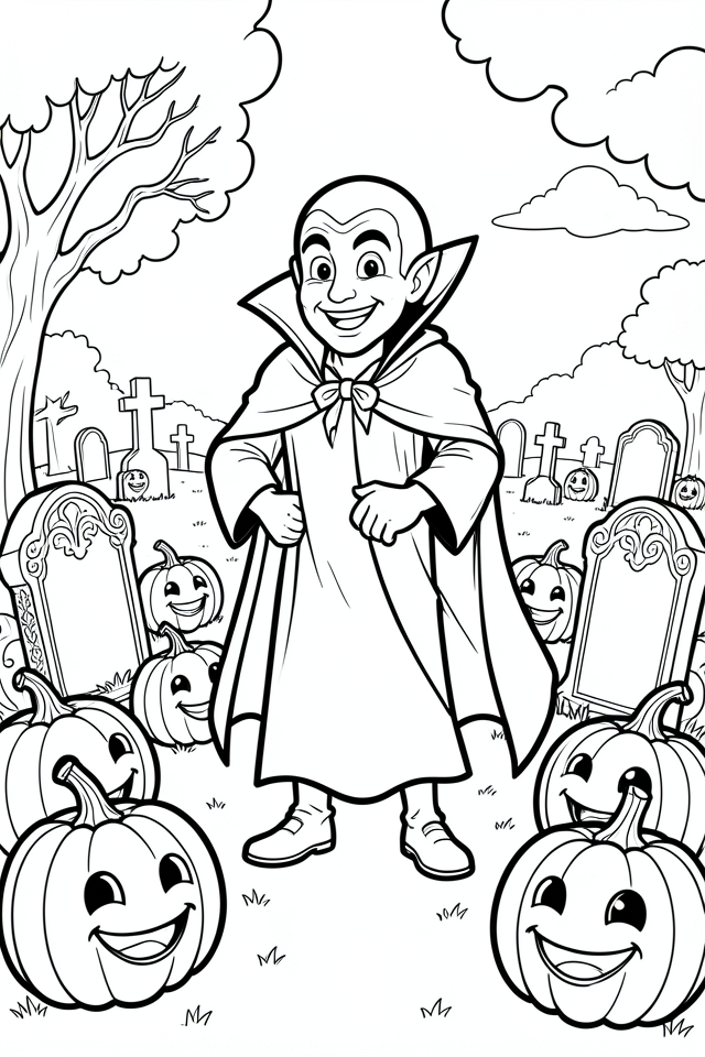 vampiro en el cementerio Dibujo para colorear vampiro en el cementerio