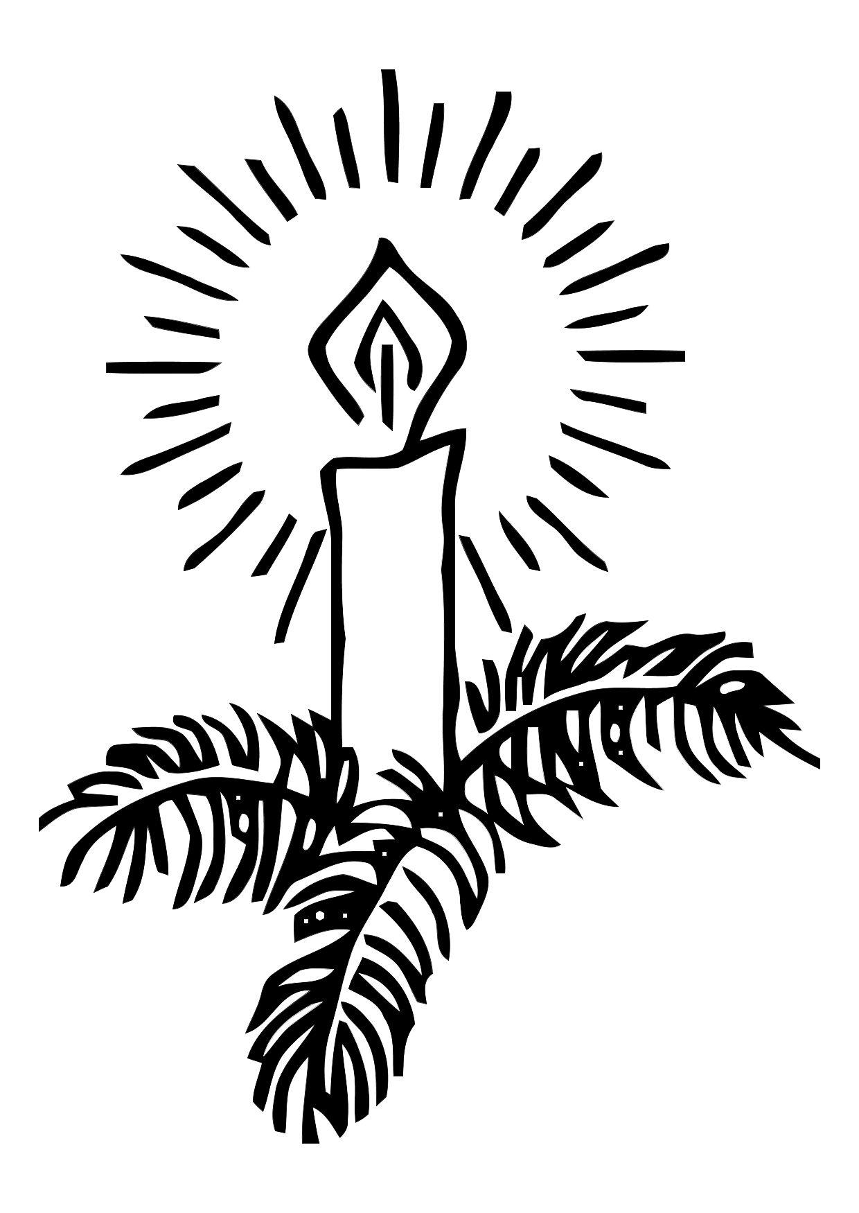 Dibujo para colorear vela de navidad