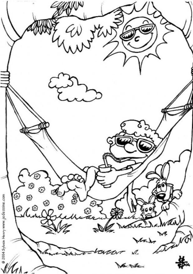 verano - en la hamaca Dibujo para colorear verano - en la hamaca