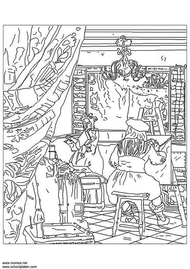 vermeer Dibujo para colorear vermeer