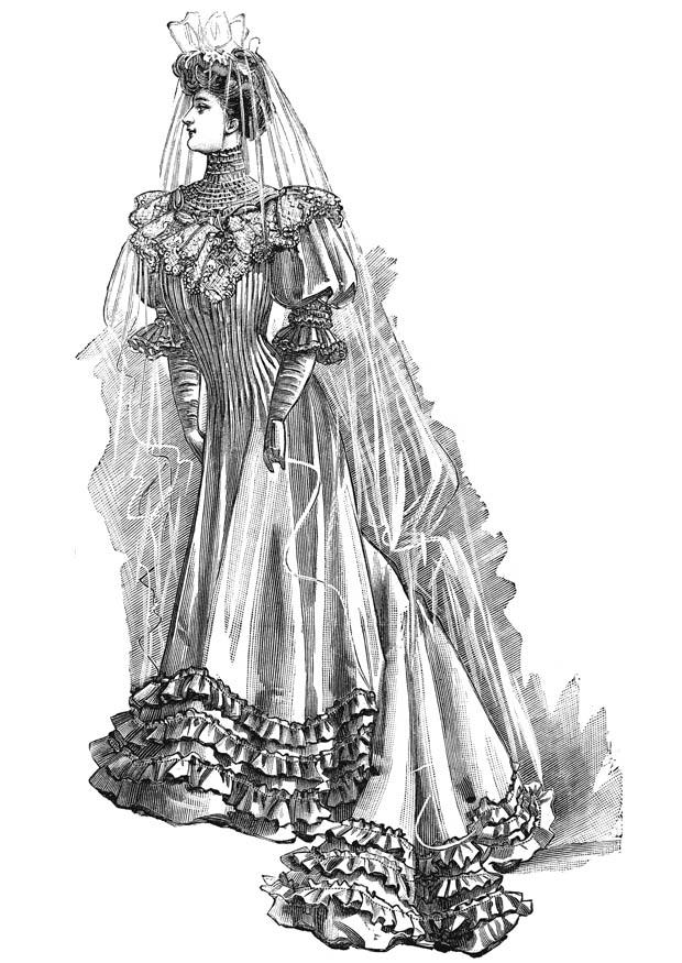 vestido de novia 1906 Dibujo para colorear vestido de novia 1906