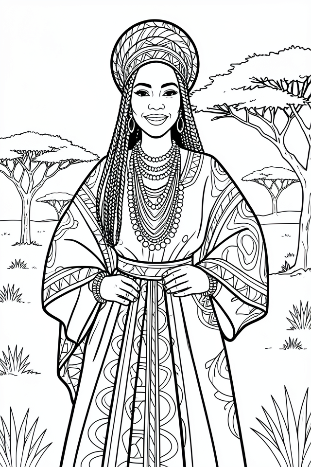 vestimenta tradicional africana Dibujo para colorear vestimenta tradicional africana