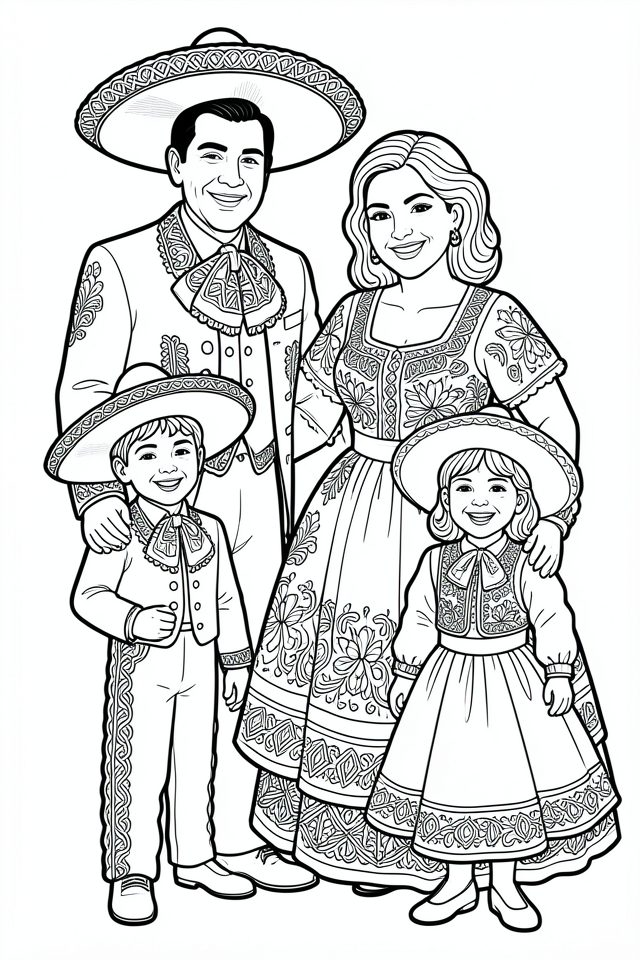 vestimenta tradicional mexicana Dibujo para colorear vestimenta tradicional mexicana