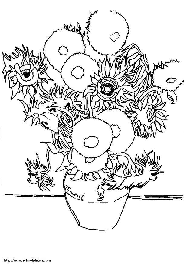 Dibujo para colorear vincent van gogh - los girasoles