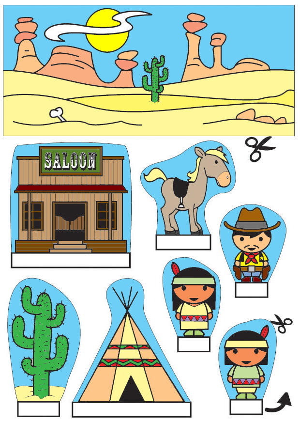 Manualidades diorama de vaqueros e indios | para niños - Img 26781